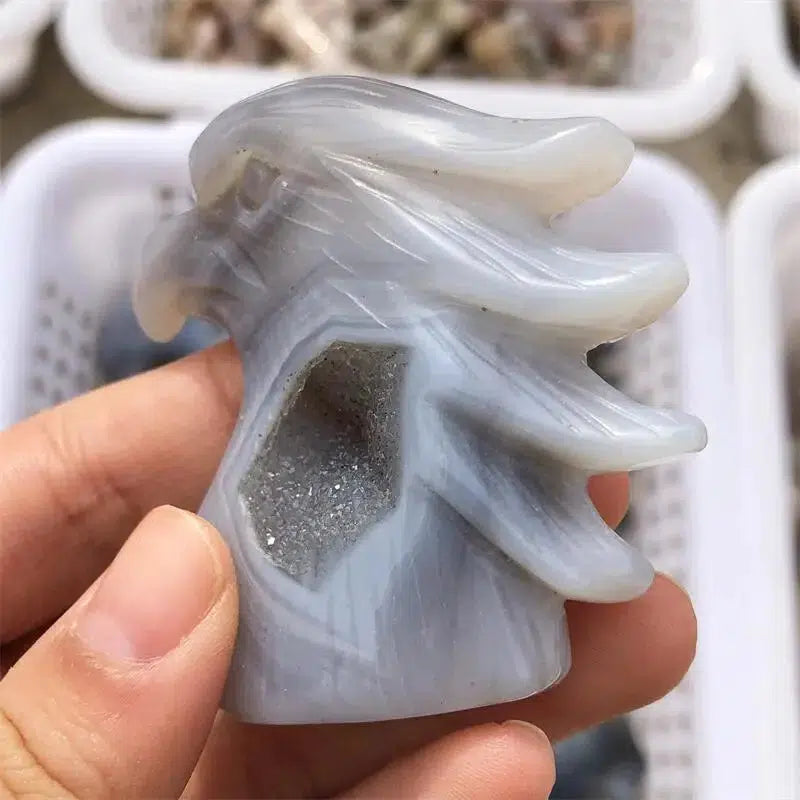 Agate Druzy Eagle Carving