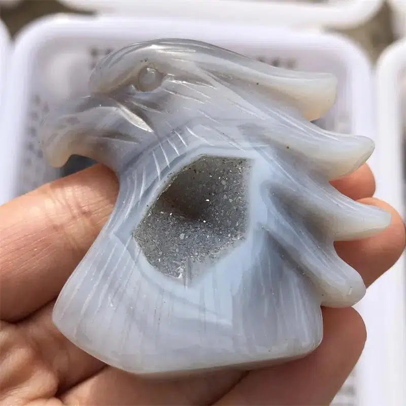 Agate Druzy Eagle Carving