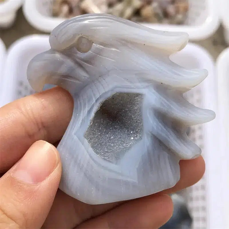 Agate Druzy Eagle Carving