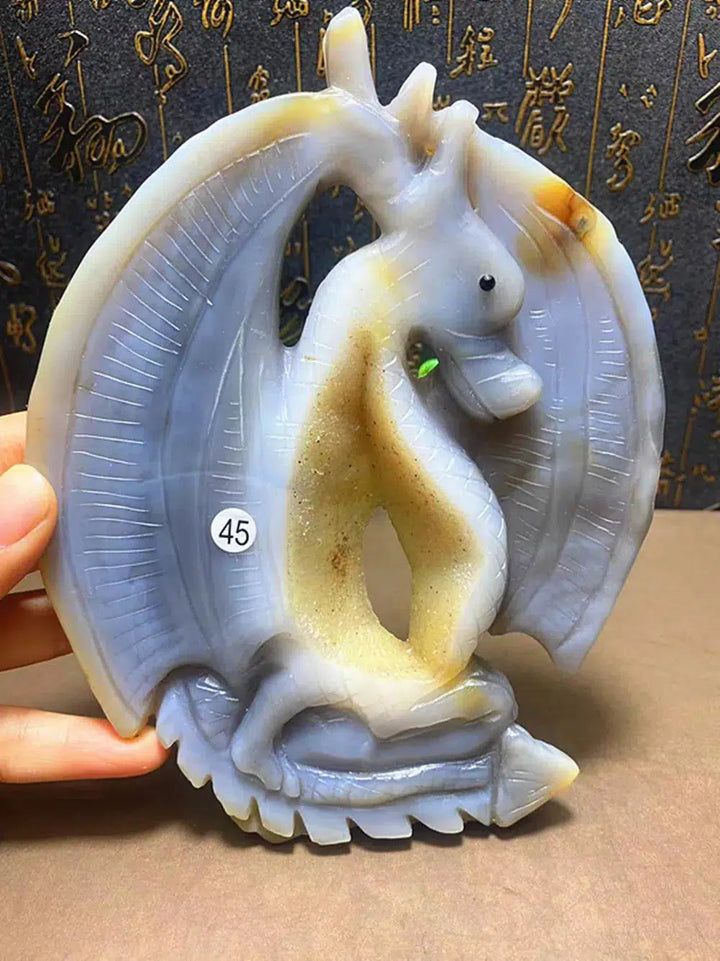 Agate Flying Dragon Carving