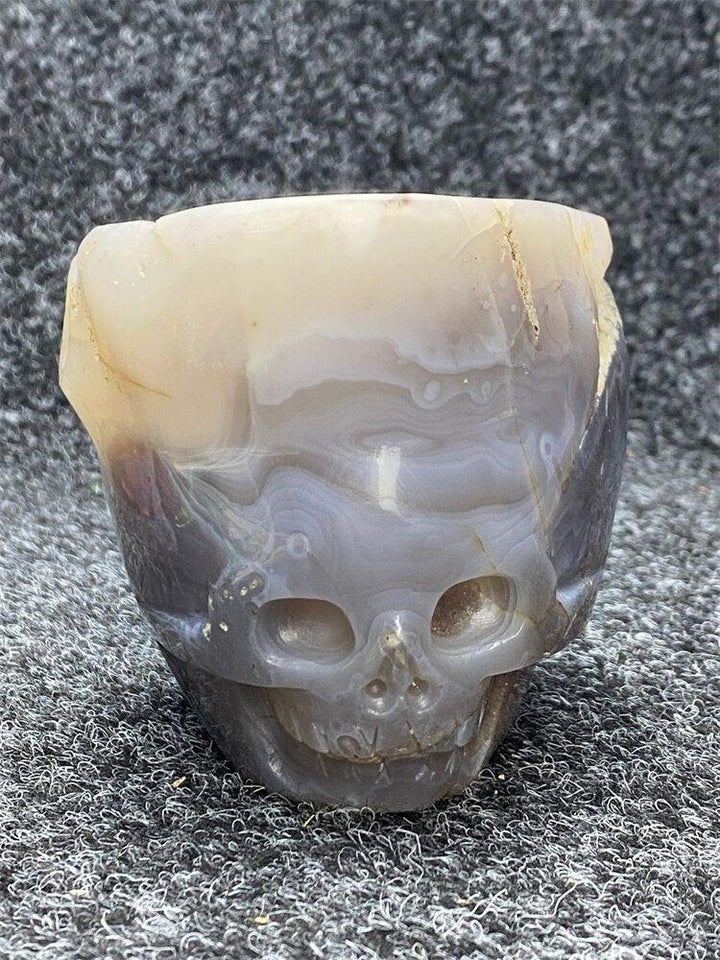 Agate Geode Skull Carving