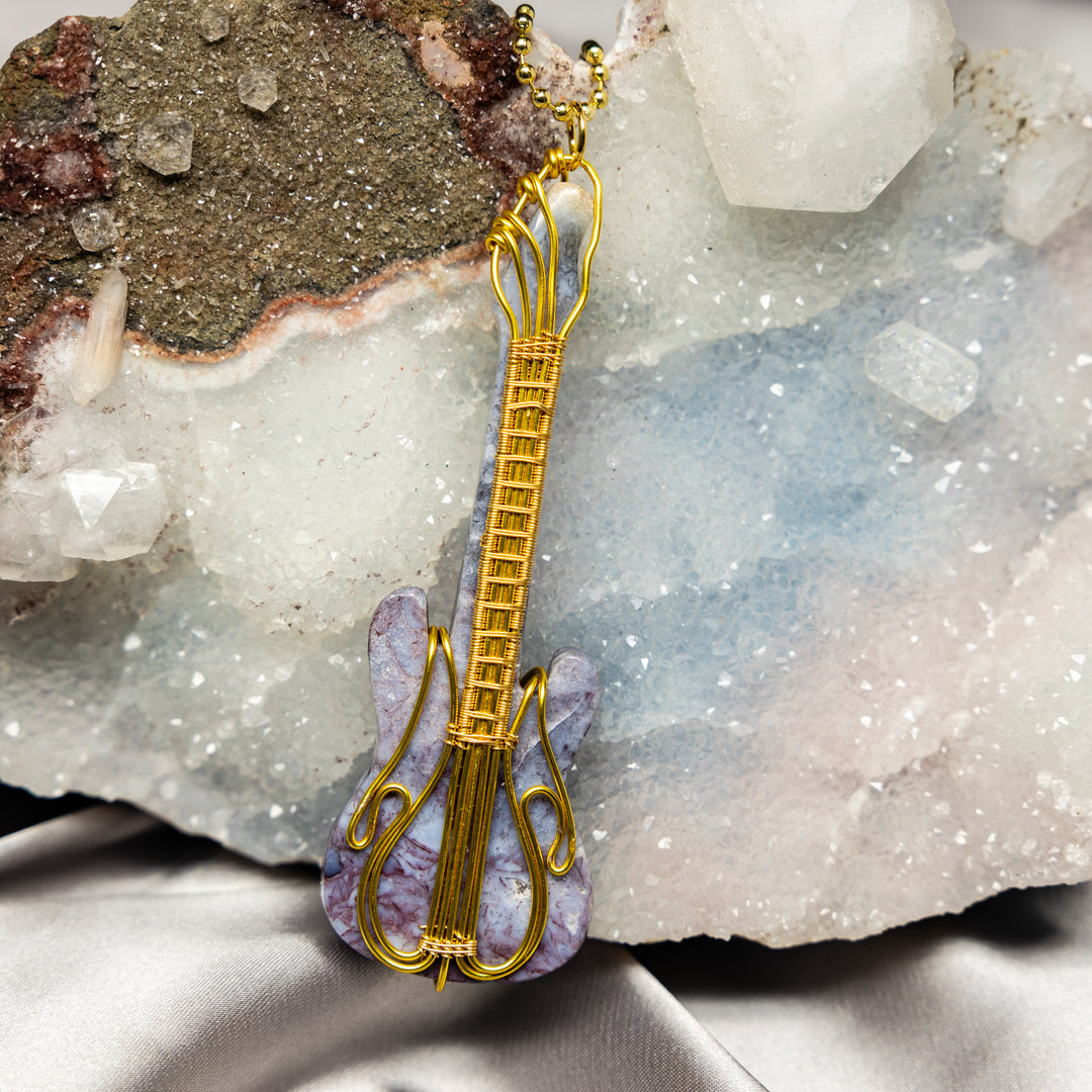 Agate Guitar Wire Wrap Crystal Pendant - 5 inch-Wire Wraps-Crystal Destiny-Agate-3.75"-Crystal Destiny