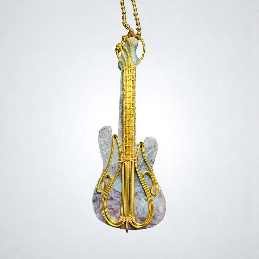 Agate "Guitar" Wire Wrap Crystal Pendant