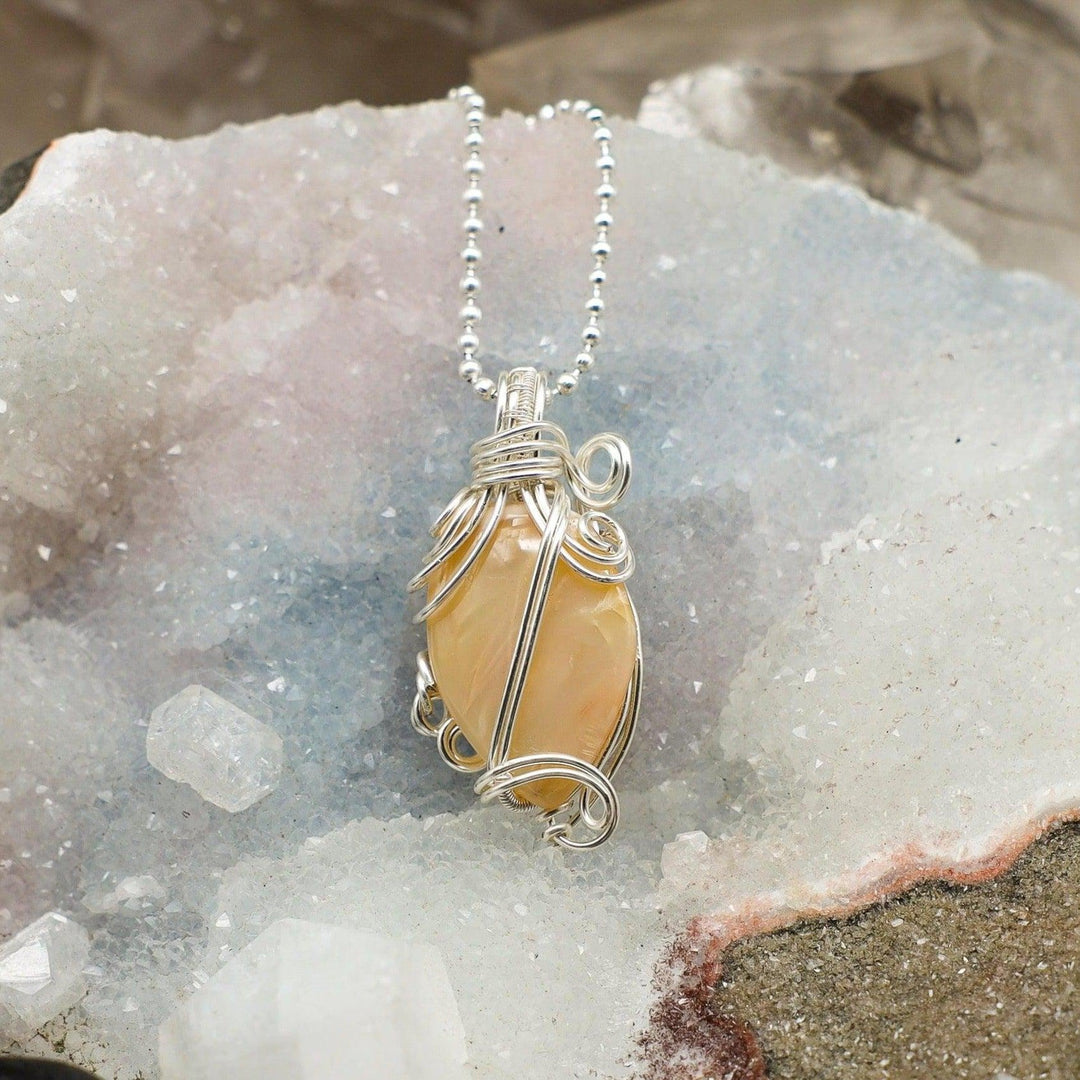 Agate Oval Wire Wrap Crystal Pendant-Wire Wraps-Crystal Destiny-Agate-1.75"-Crystal Destiny