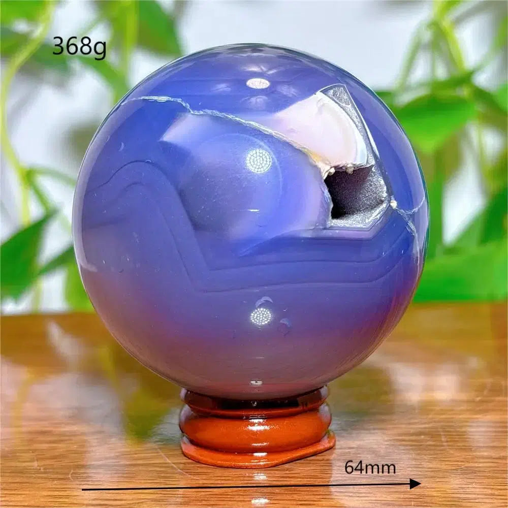 Agate Violet Line Sphere + Stand