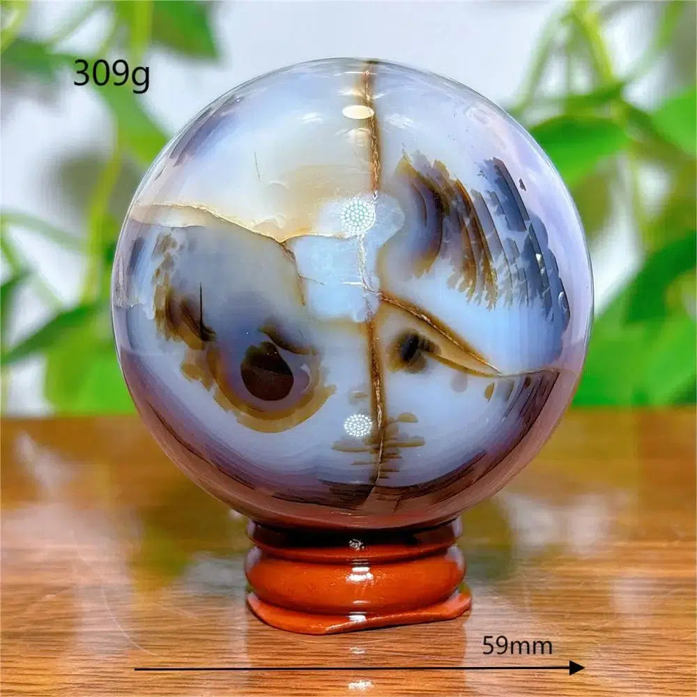 Agate Violet Line Sphere + Stand