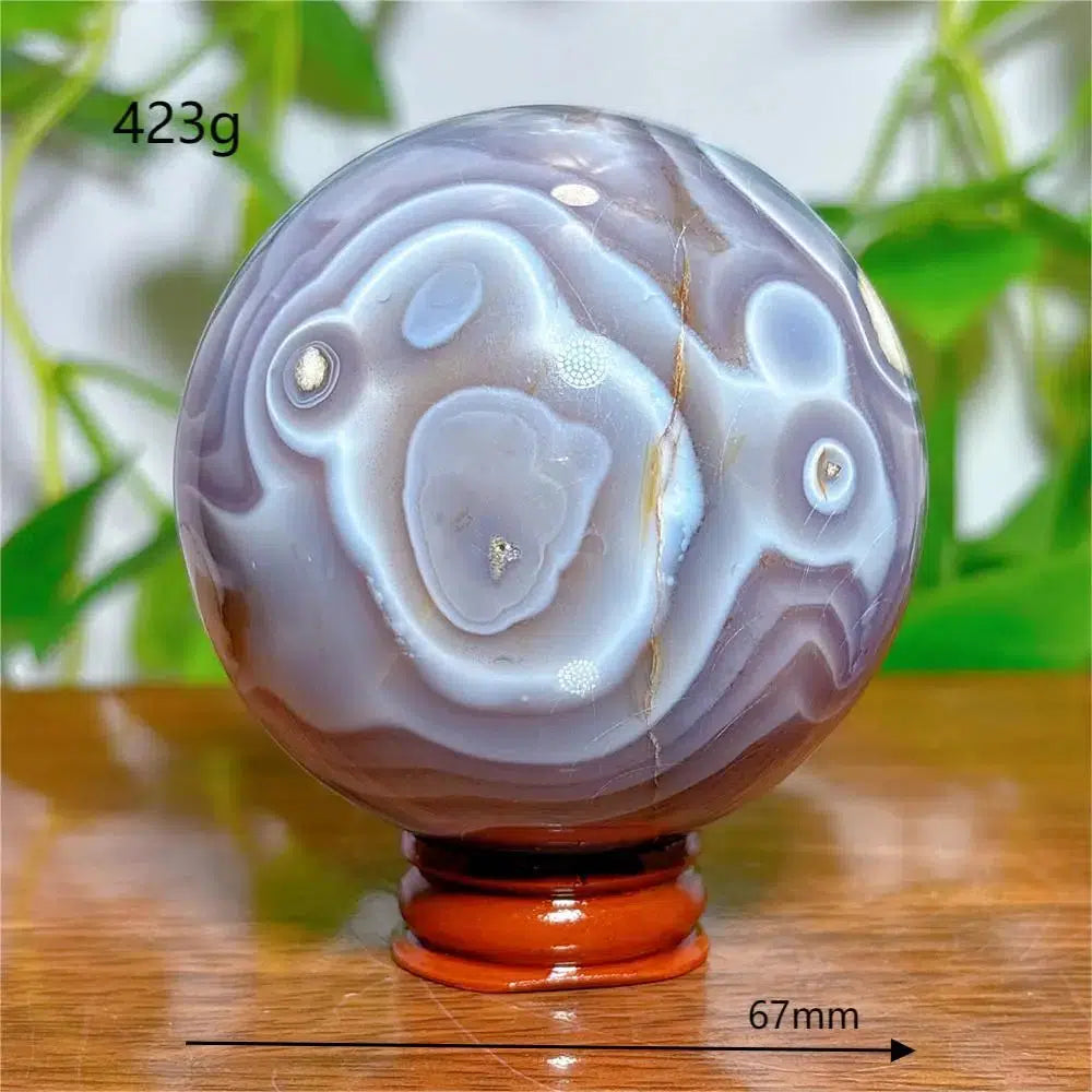 Agate Violet Line Sphere + Stand