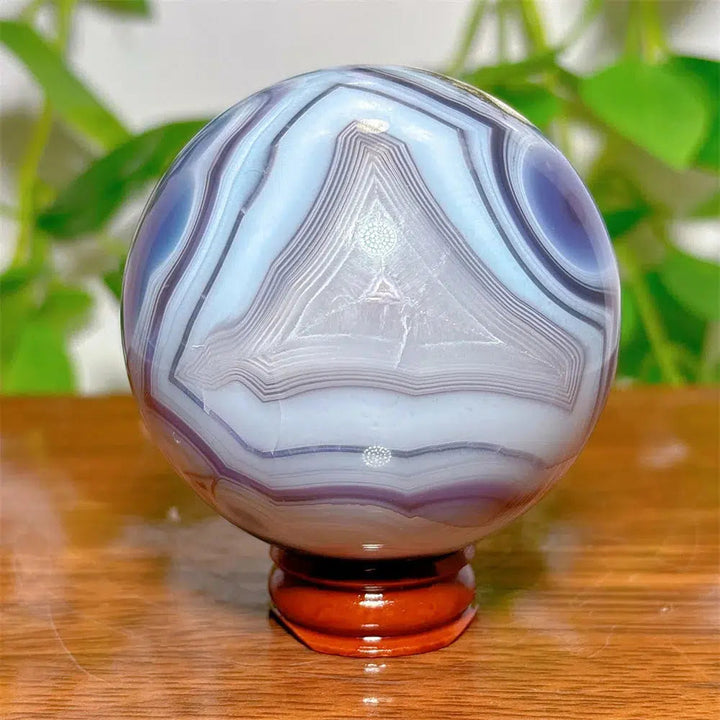 Agate Violet Line Sphere + Stand