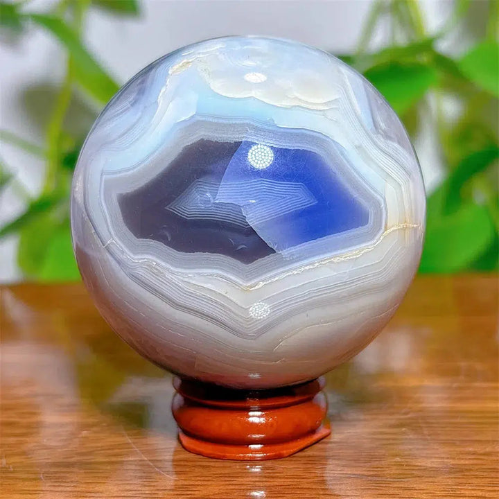 Agate Violet Line Sphere + Stand