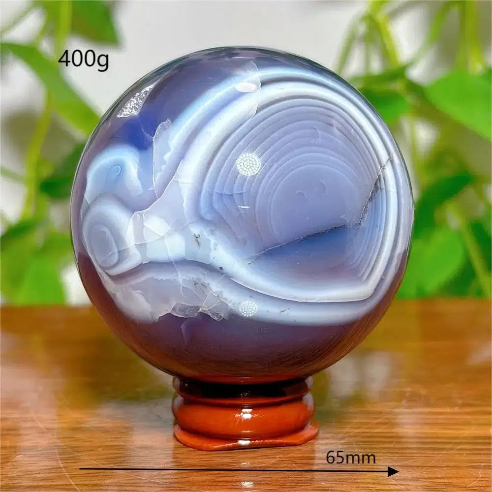 Agate Violet Line Sphere + Stand