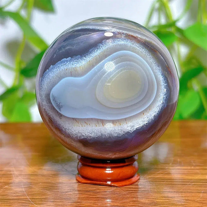 Agate Violet Line Sphere + Stand