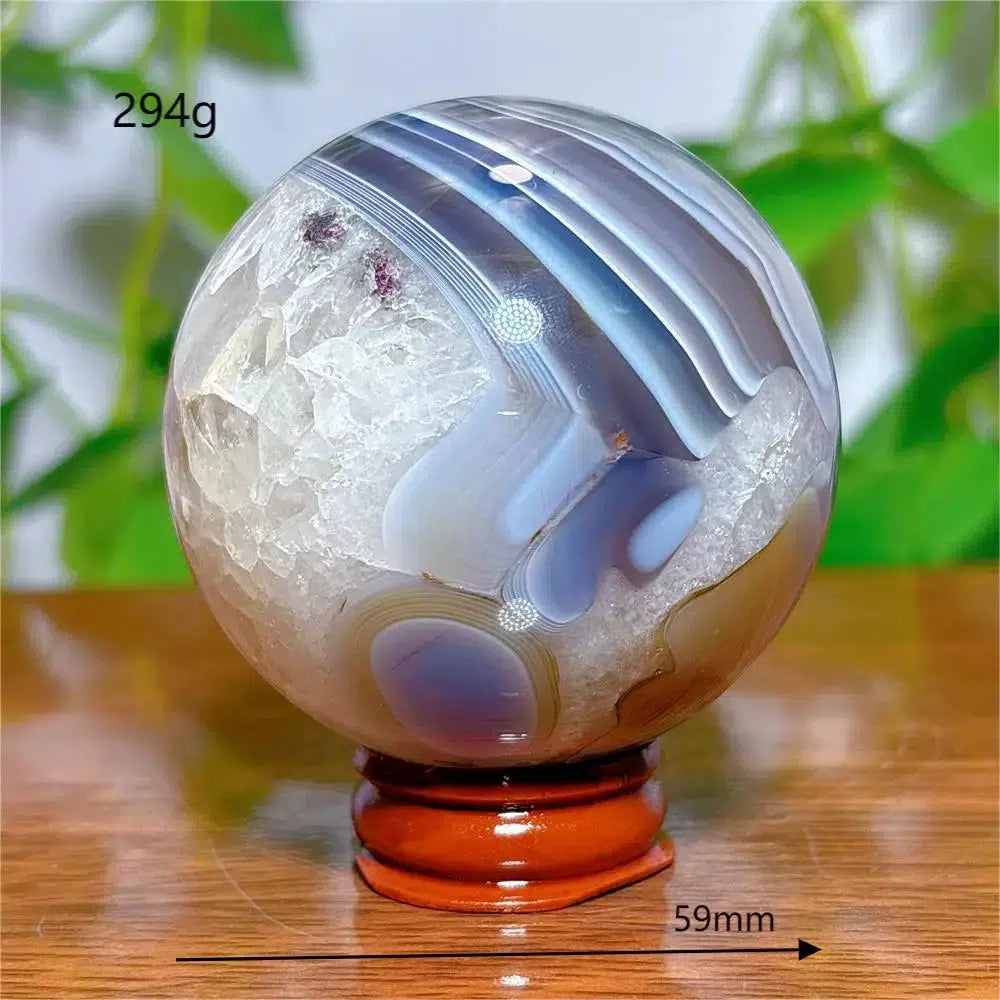 Agate Violet Line Sphere + Stand