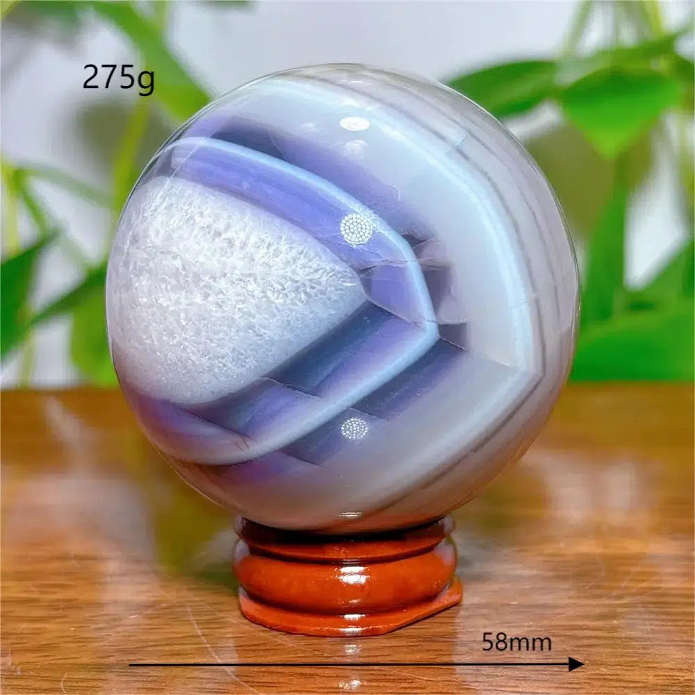 Agate Violet Line Sphere + Stand