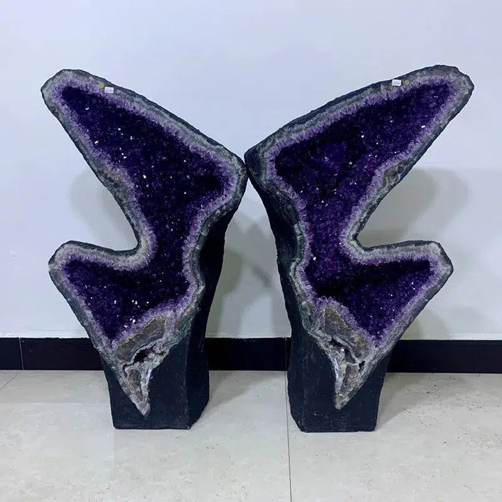 Amazing... Amethyst Geode Butterfly Matching Pair