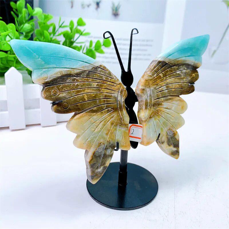 Amazonite Butterfly Wings Carving