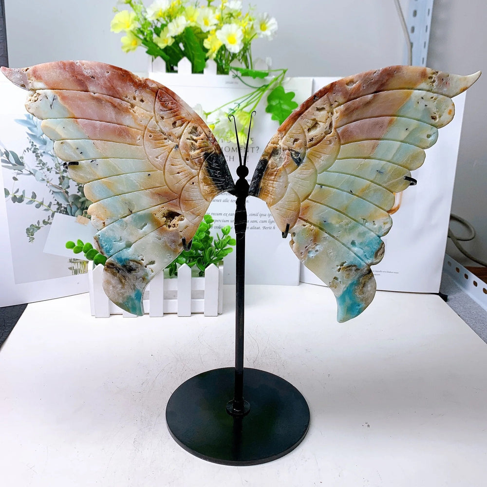 Amazonite Hand Carved Butterfly Wings