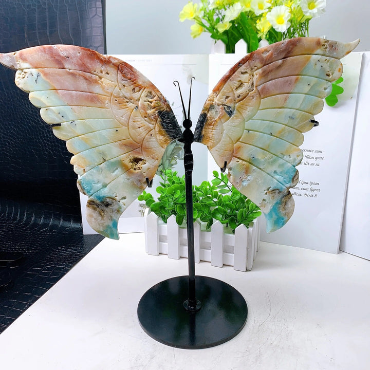 Amazonite Hand Carved Butterfly Wings