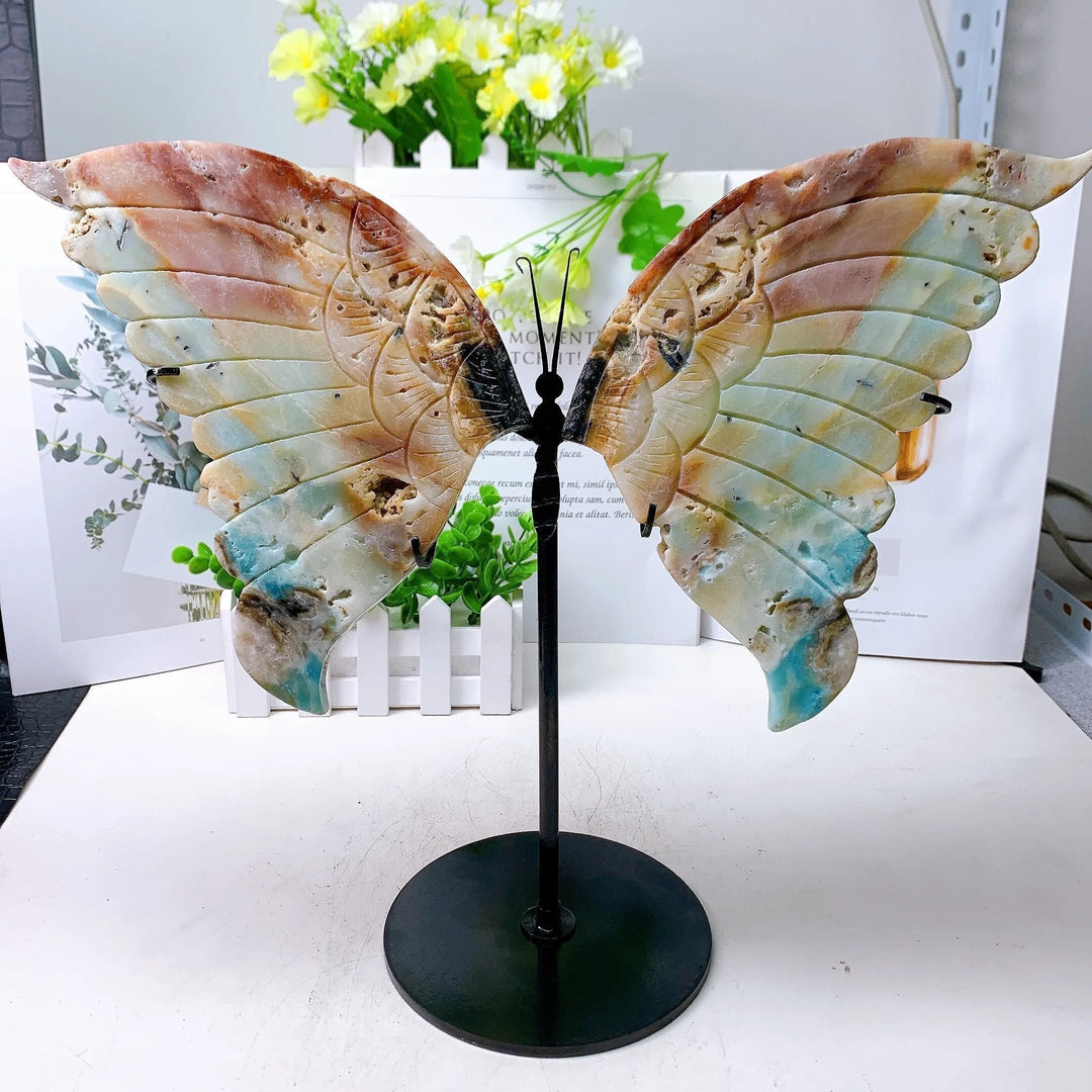 Amazonite Hand Carved Butterfly Wings