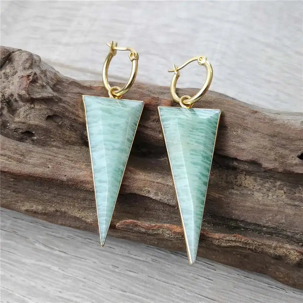 Amazonite Triangle Shaped Earrings