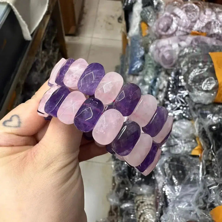 Amethyst And Rose Quartz Bracelet