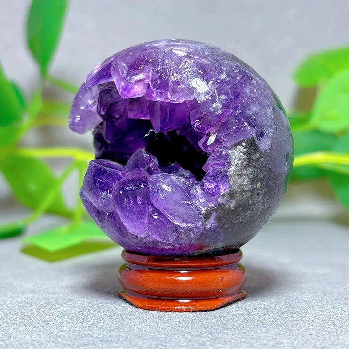 Amethyst ‘Packman’ Sphere + Stand