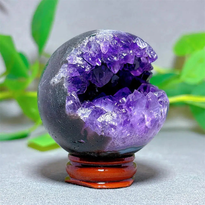 Amethyst ‘Packman’ Sphere + Stand