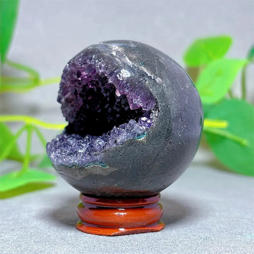 Amethyst ‘Packman’ Sphere + Stand