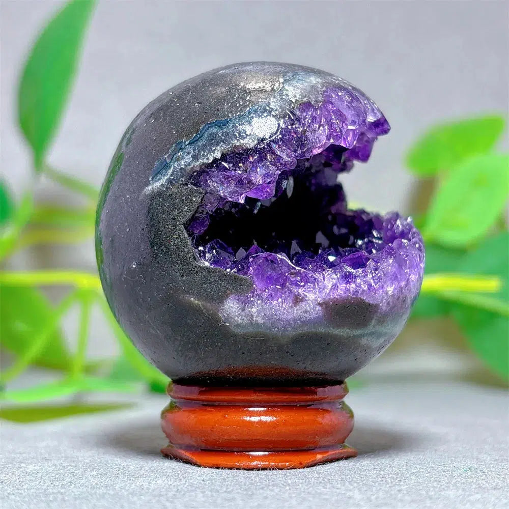 Amethyst ‘Packman’ Sphere + Stand