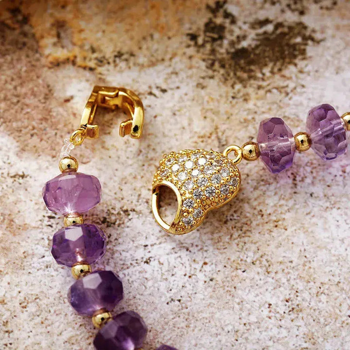 Amethyst or Citrine Heart Charm Clasp Bracelet