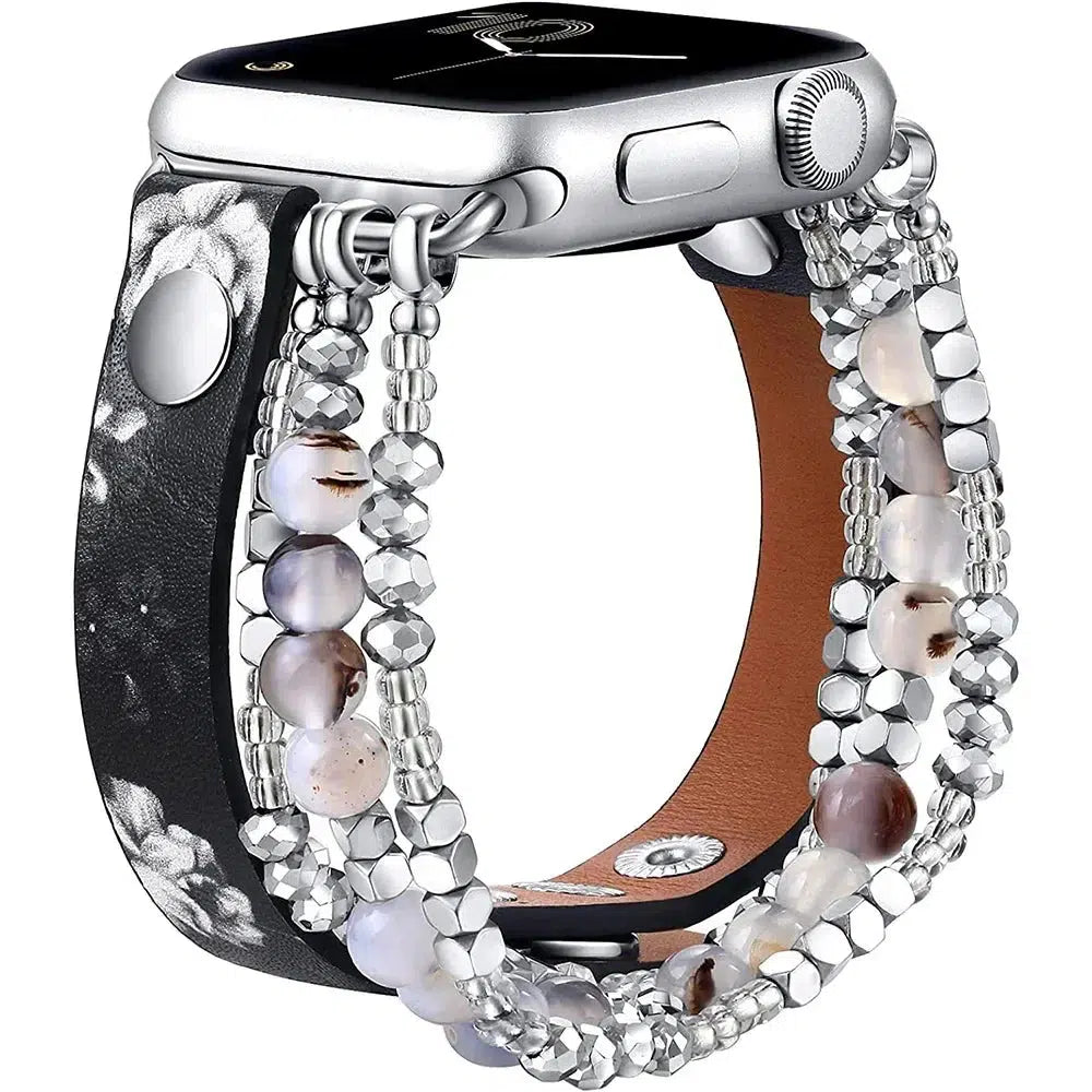 Apple iWatch Band in Leather and Beads