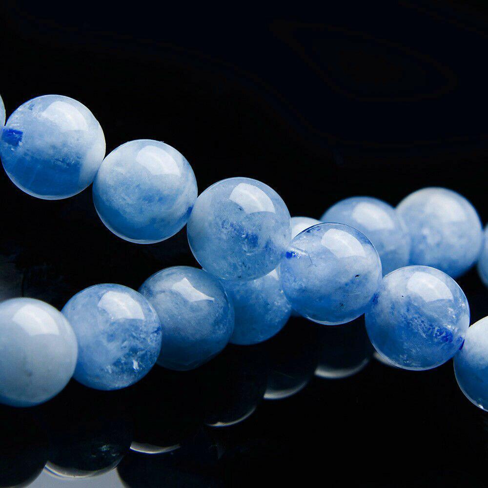 Aquamarine Stretch Bracelet Round Beads