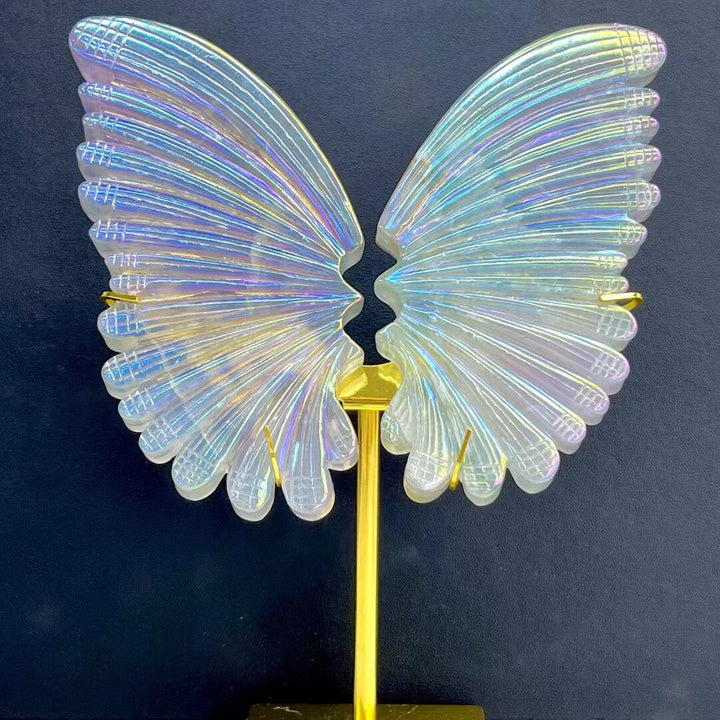 Aura Fluorite Butterfly Wings Crystal Carving