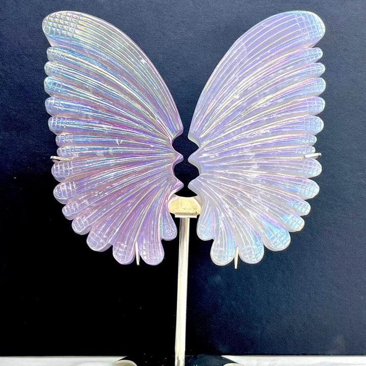 Aura Fluorite Butterfly Wings Crystal Carving