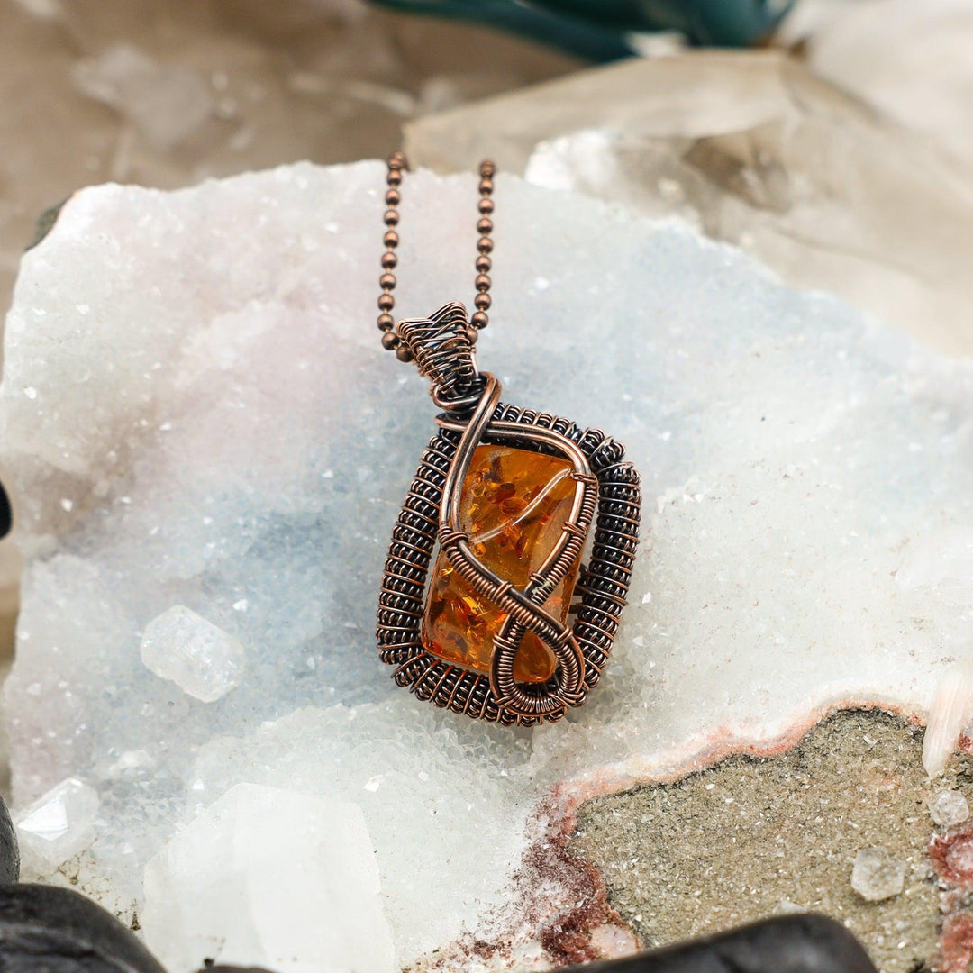 Baltic Amber Wire Wrap Pendant - 2.00"