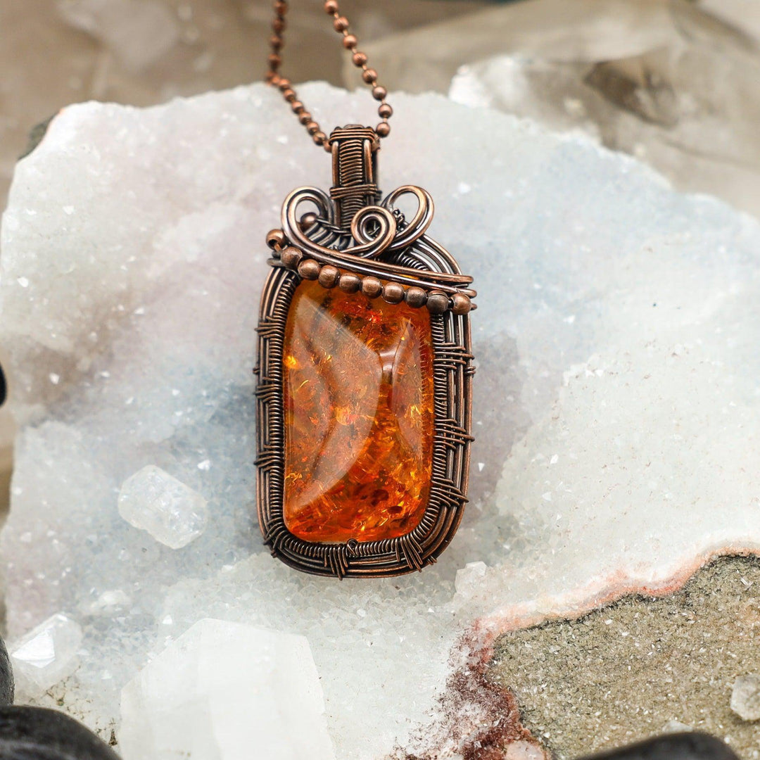 Baltic Amber Wire Wrap Pendant - 2.67"