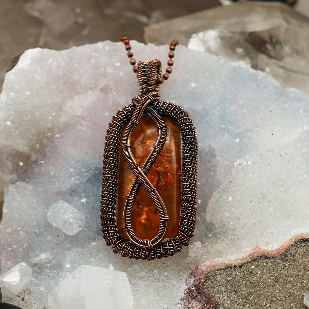 Baltic Amber Wire Wrap Pendant - 2.75"