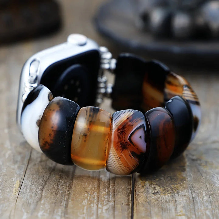 Big Agate Beaded Apple iWatch Stretch Band