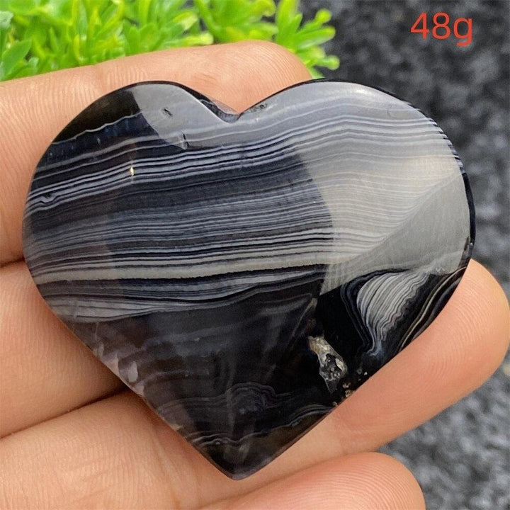 Black Agate Crystal Heart