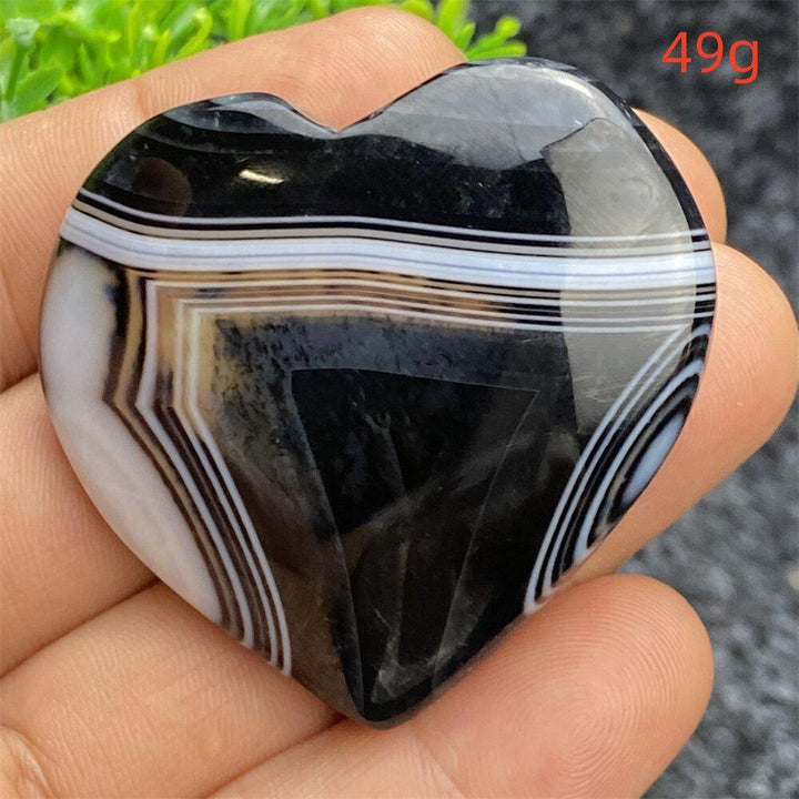 Black Agate Crystal Heart