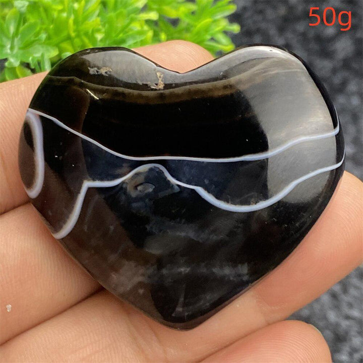 Black Agate Crystal Heart