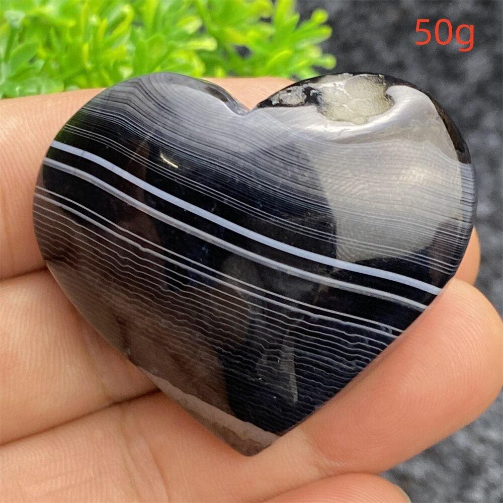 Black Agate Crystal Heart