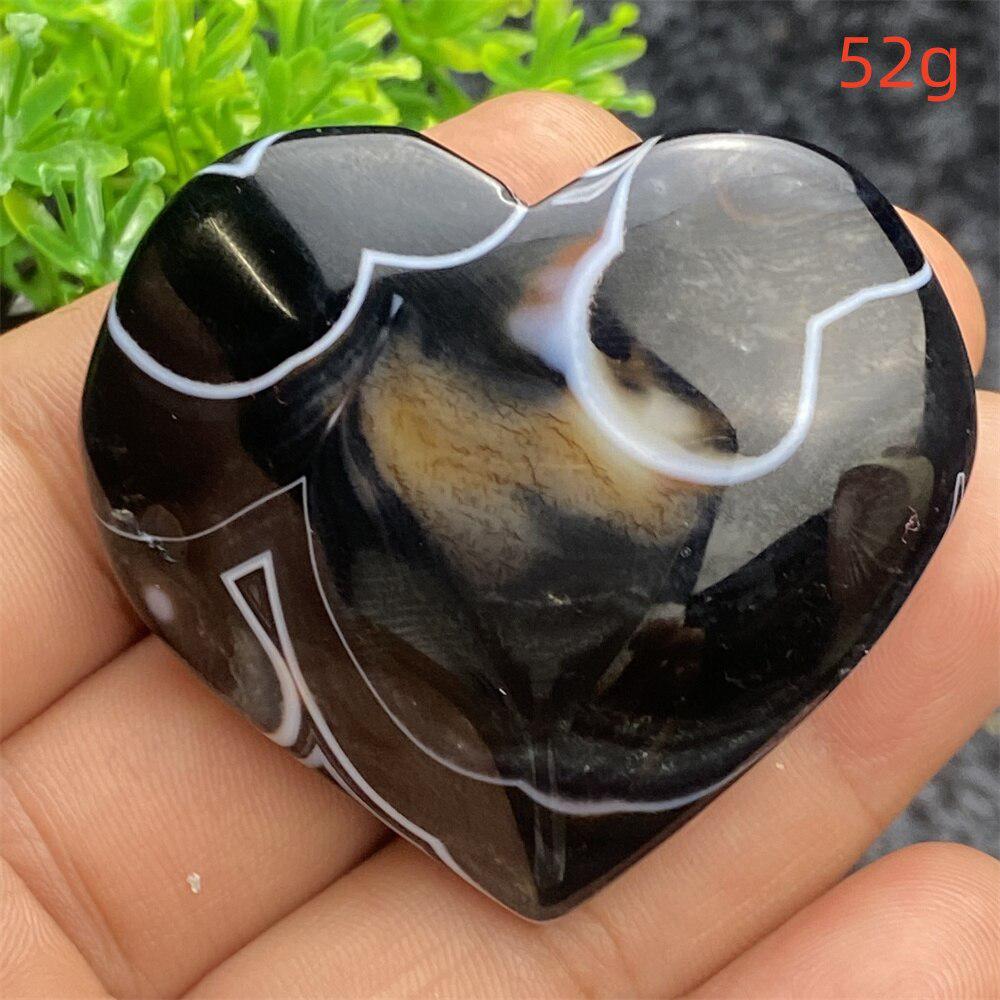 Black Agate Crystal Heart