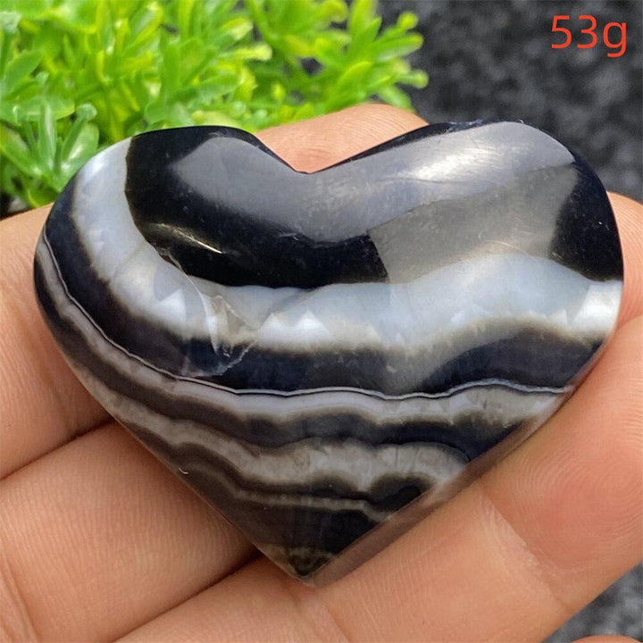 Black Agate Crystal Heart