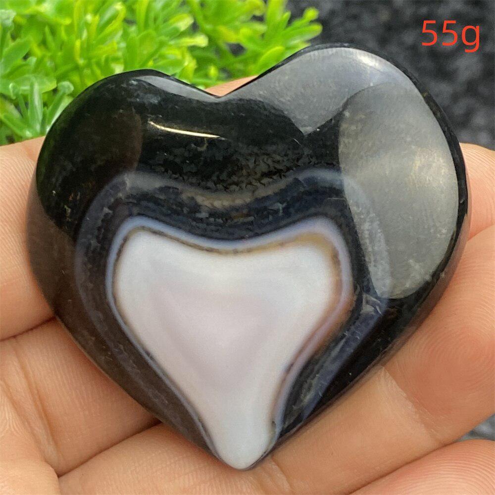 Black Agate Crystal Heart