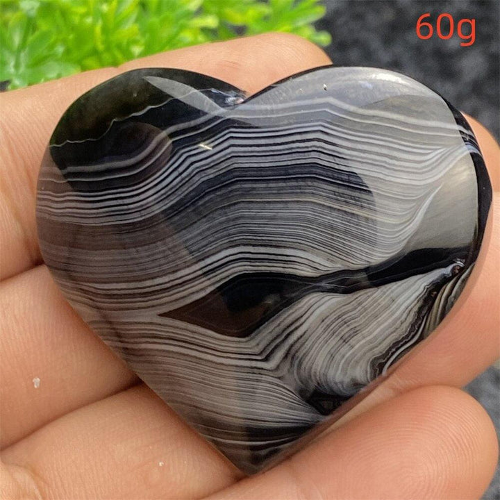 Black Agate Crystal Heart