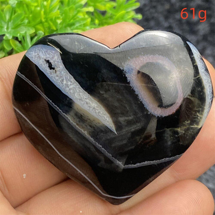 Black Agate Crystal Heart