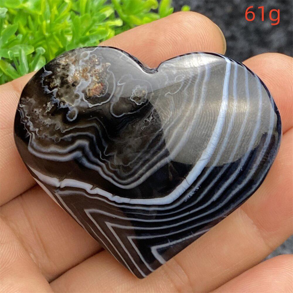 Black Agate Crystal Heart