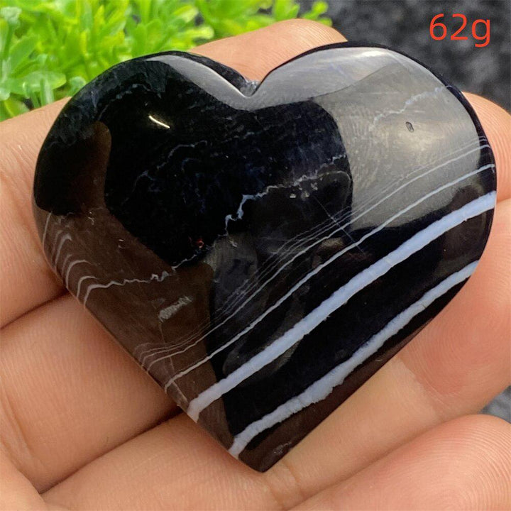 Black Agate Crystal Heart