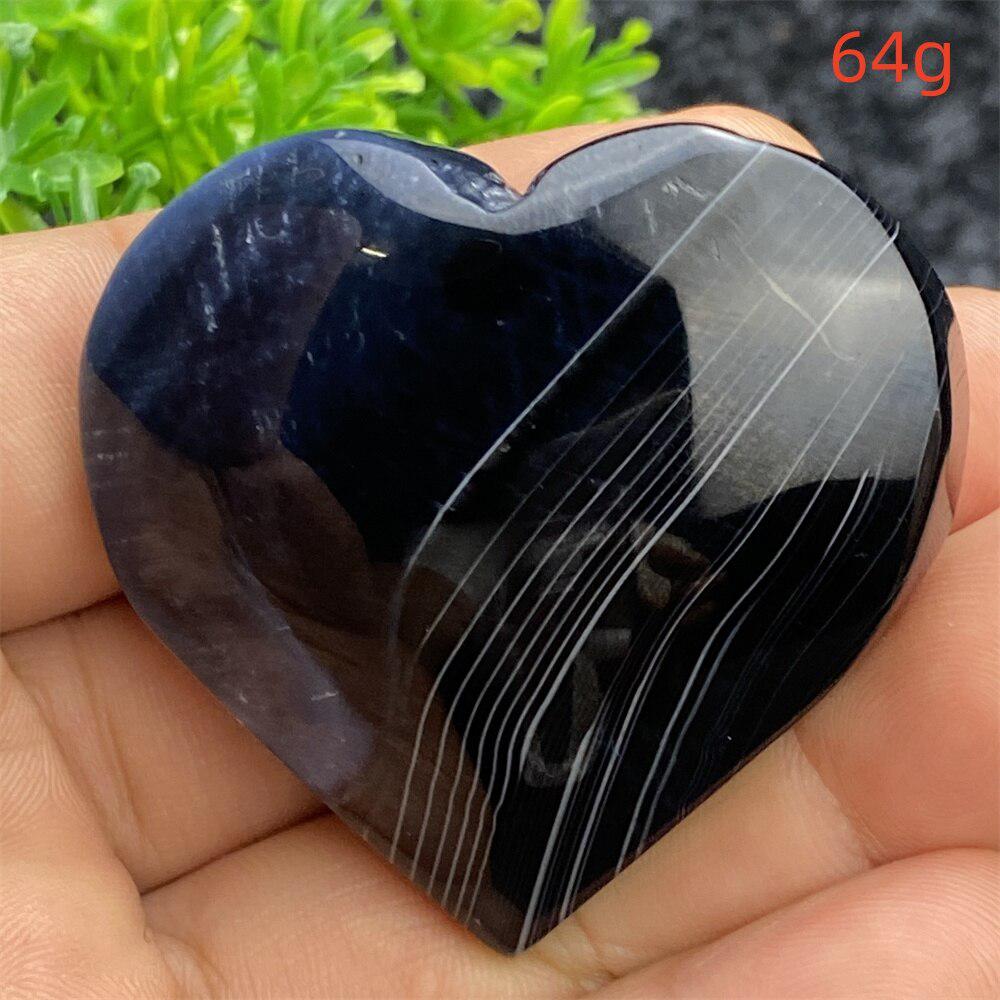 Black Agate Crystal Heart