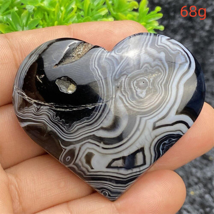 Black Agate Crystal Heart